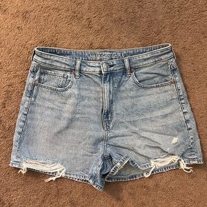 American Eagle Outfitters Light Blue Distressed Jean Shorts